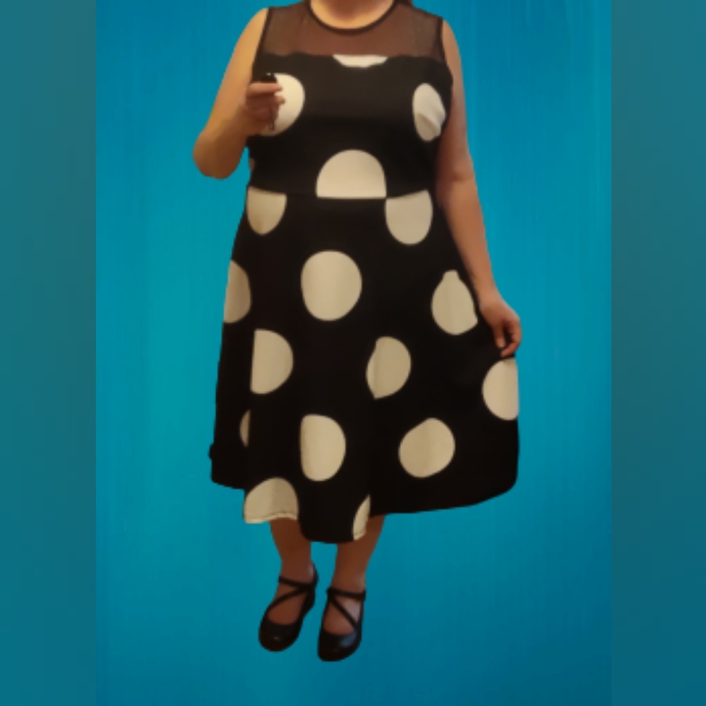 Simply Be Black and white polka dot dress sz 20